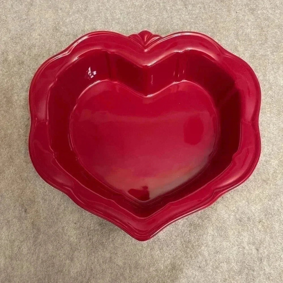 Princess House Pavillion Berry Heart Shaped Red Bake and Serve Bowl Pan - Picture 13 of 14